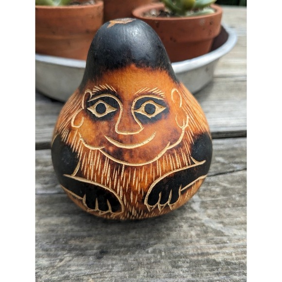 Peruvian Carved Monkey Gourd // Southwestern Rustic Decor - Picture 2 of 9